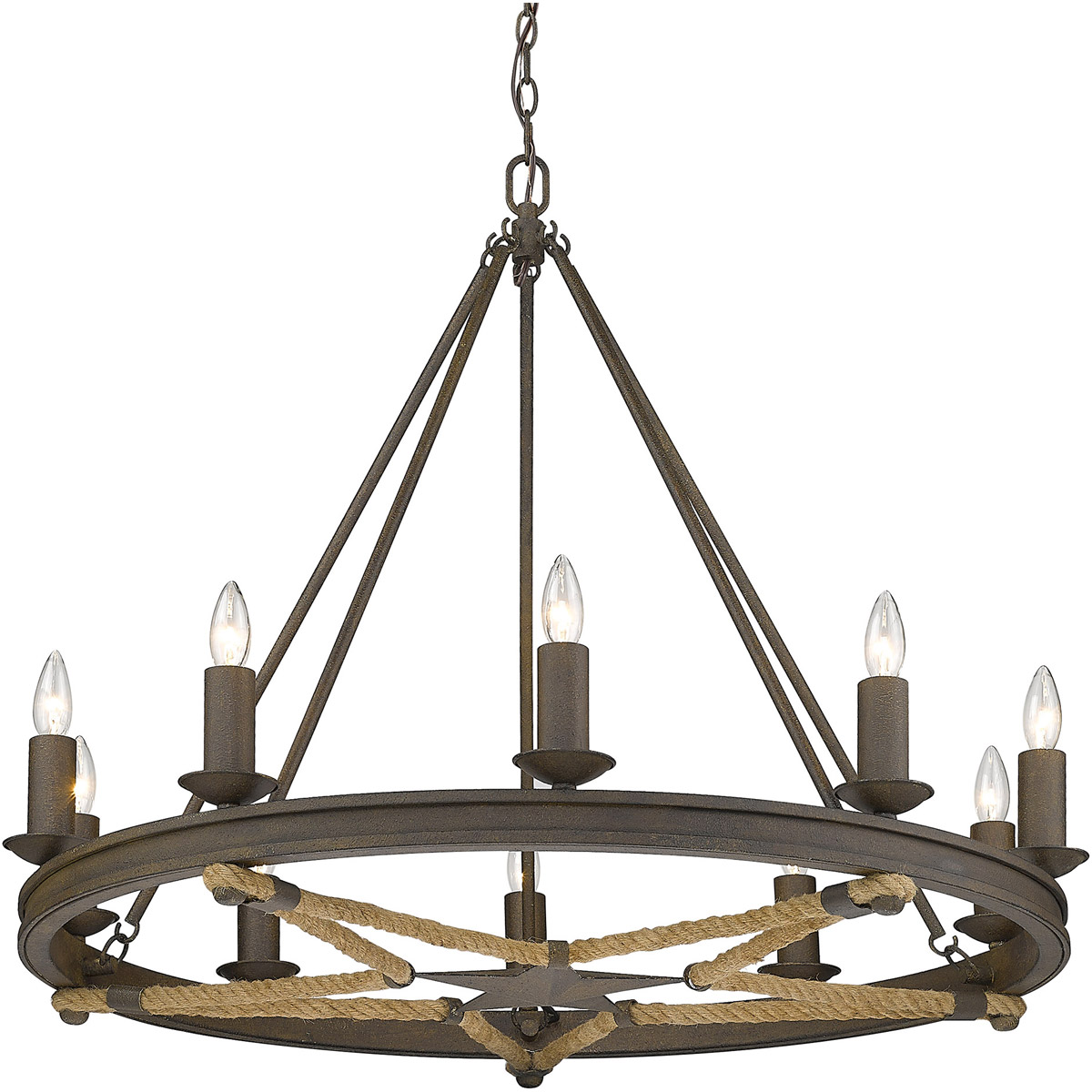 Stokes 10 Light 35.5 inch Dark Rust Chandelier Ceiling Light